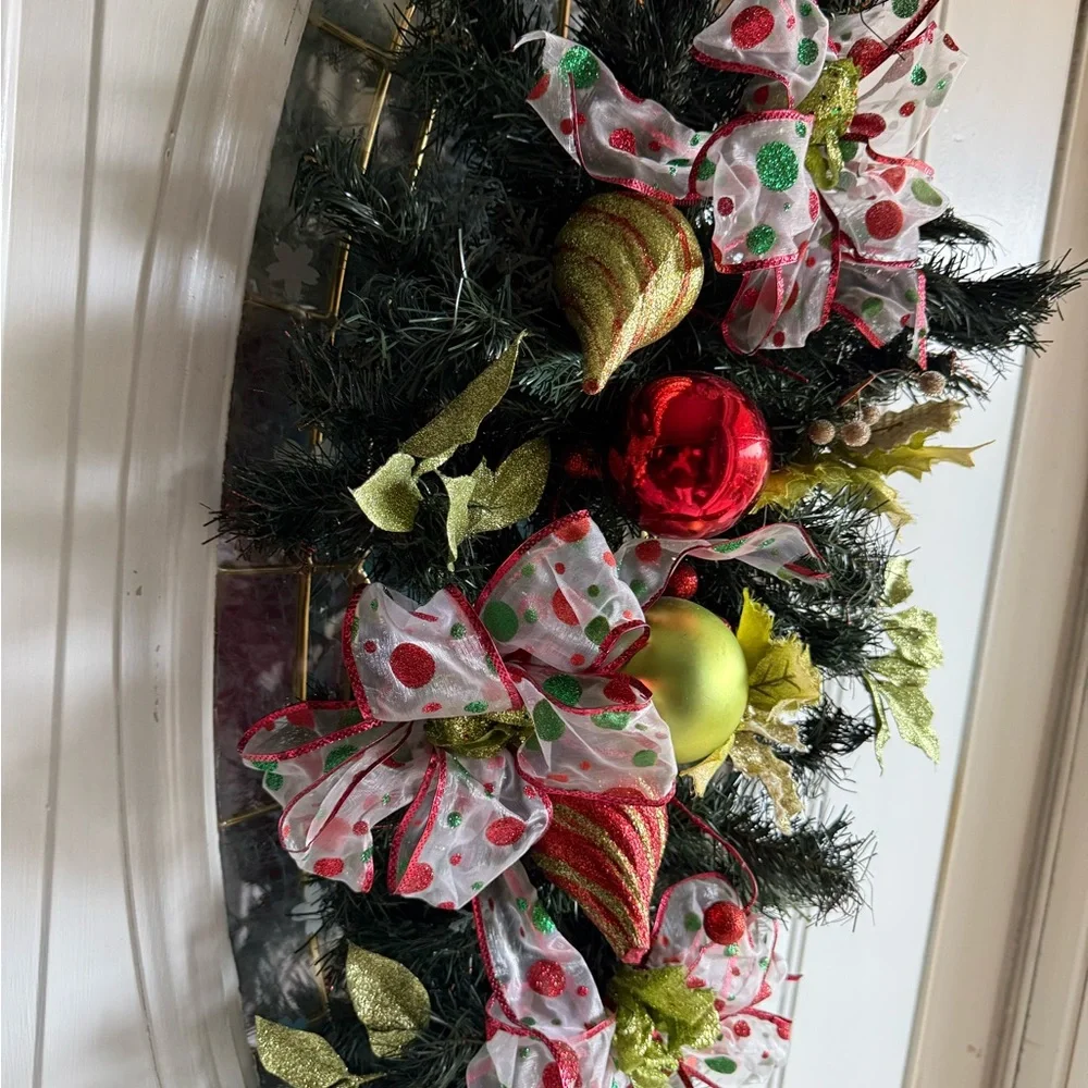 Home interiors Festive Green and Red Holiday Door Swag
